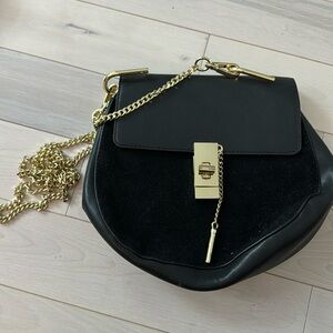 Black leather and suede crossbody bag